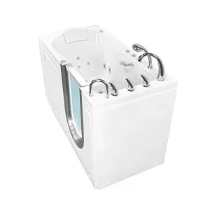 Ella's Bubbles 93058-HB Deluxe Air and Hydro Massage Acrylic Walk-In Bathtub with Right Inward Swing Door, Ella 5pc. Fast-Fill Faucet, Dual 2" Drains, 30"x 55", White