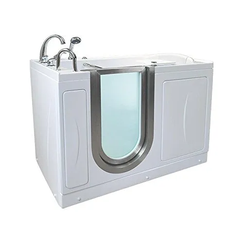Ella's Bubbles A3109 Elite Air Massage Acrylic Walk-In Bathtub with Left Inward Swing Door, Ella 5pc. Fast-Fill Faucet, Dual 2" Drains, 30"x 52", White