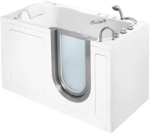 Ella's Bubbles HH3058 Ella Deluxe 30" x 52" Hydro Massage and Heated Seat Acrylic Walk-in Tub, Thermostatic Faucet, Dual 2" Drains, 30"x 55", White