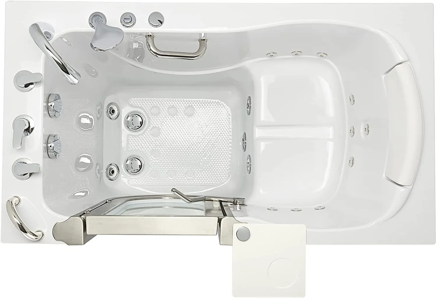 Ella's Bubbles HH3117-HB Royal Hydro Massage Acrylic Walk-In Bathtub with Heated Seat, Left Inward Swing Door, Ella 5pc. Fast-Fill Faucet, Dual 2" Drains, 32"x 52", White