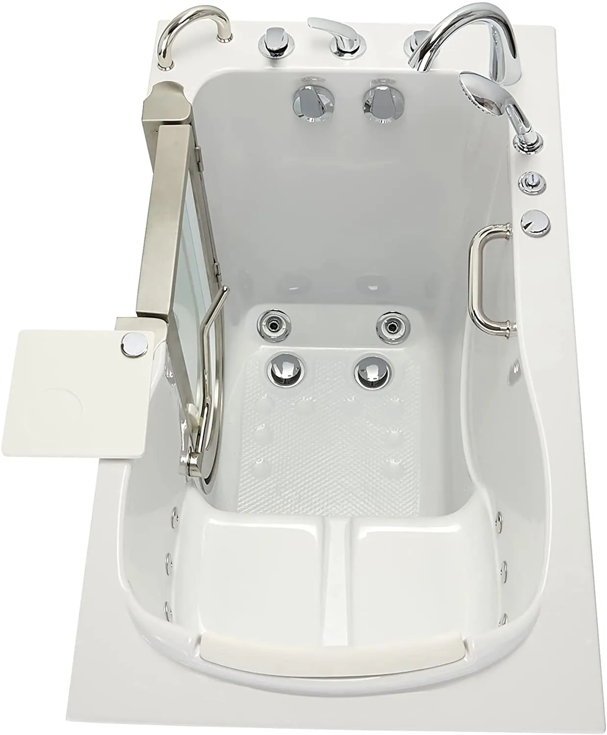 Ella's Bubbles HH3117-HB Royal Hydro Massage Acrylic Walk-In Bathtub with Heated Seat, Left Inward Swing Door, Ella 5pc. Fast-Fill Faucet, Dual 2" Drains, 32"x 52", White