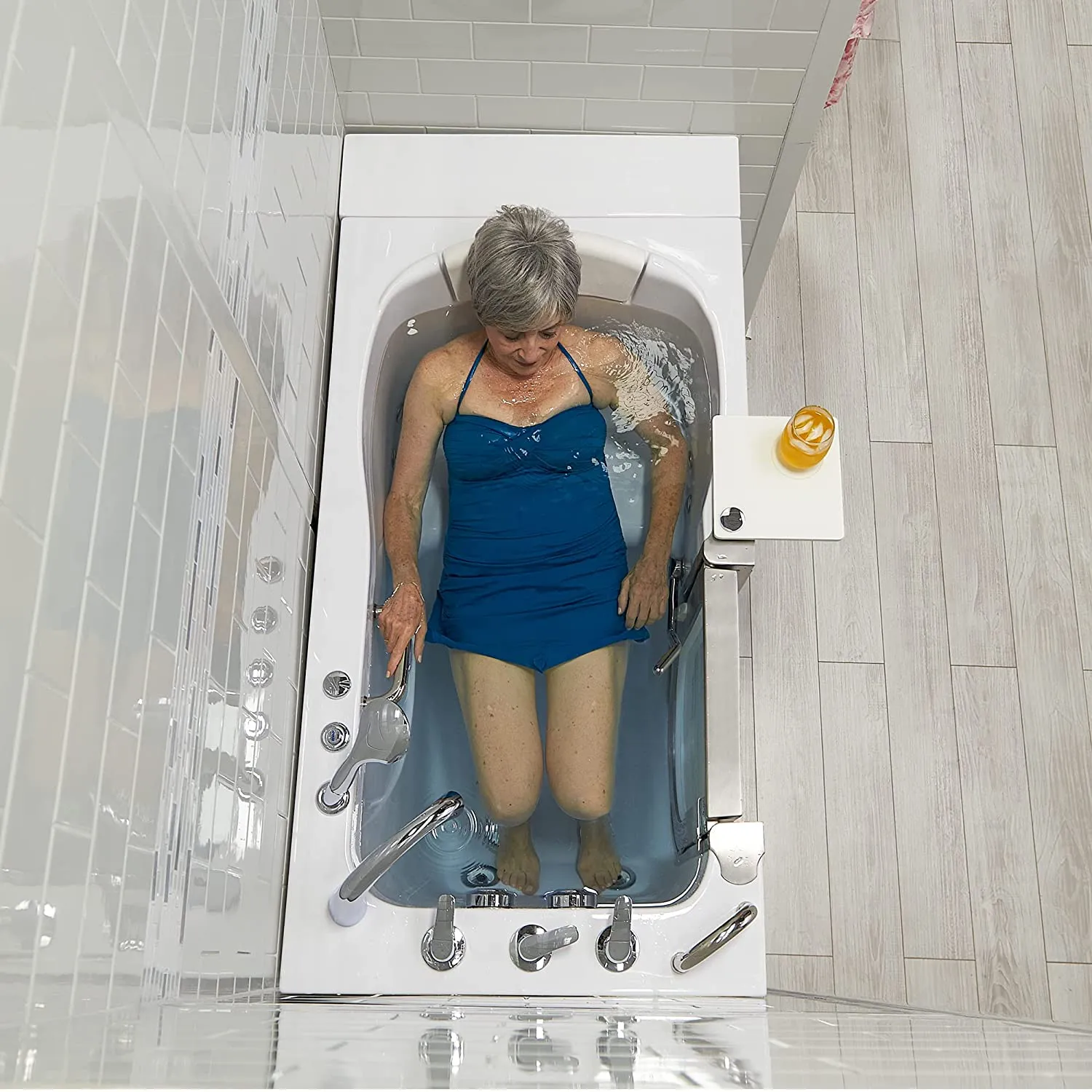 Ella's Bubbles HH3117-HB Royal Hydro Massage Acrylic Walk-In Bathtub with Heated Seat, Left Inward Swing Door, Ella 5pc. Fast-Fill Faucet, Dual 2" Drains, 32"x 52", White