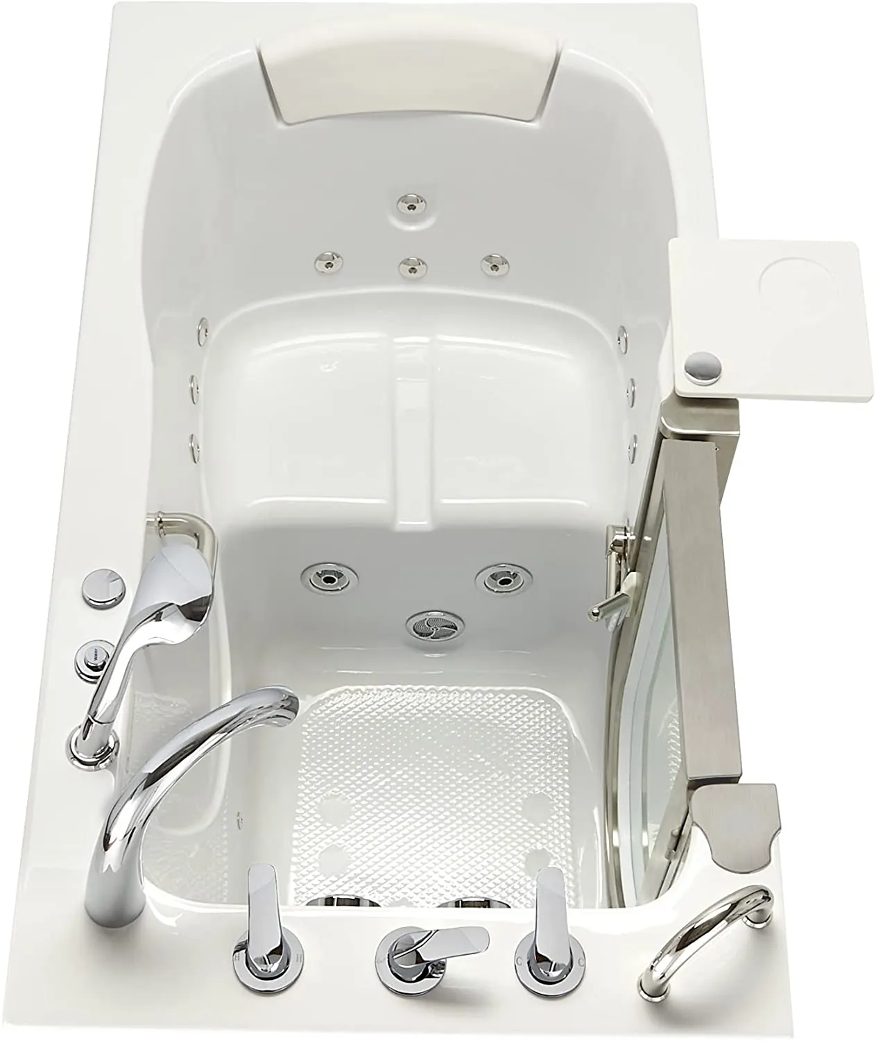 Ella's Bubbles HH3117-HB Royal Hydro Massage Acrylic Walk-In Bathtub with Heated Seat, Left Inward Swing Door, Ella 5pc. Fast-Fill Faucet, Dual 2" Drains, 32"x 52", White