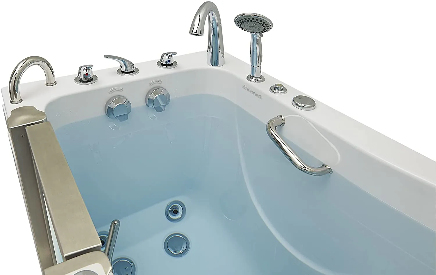 Ella's Bubbles HH3117-HB Royal Hydro Massage Acrylic Walk-In Bathtub with Heated Seat, Left Inward Swing Door, Ella 5pc. Fast-Fill Faucet, Dual 2" Drains, 32"x 52", White