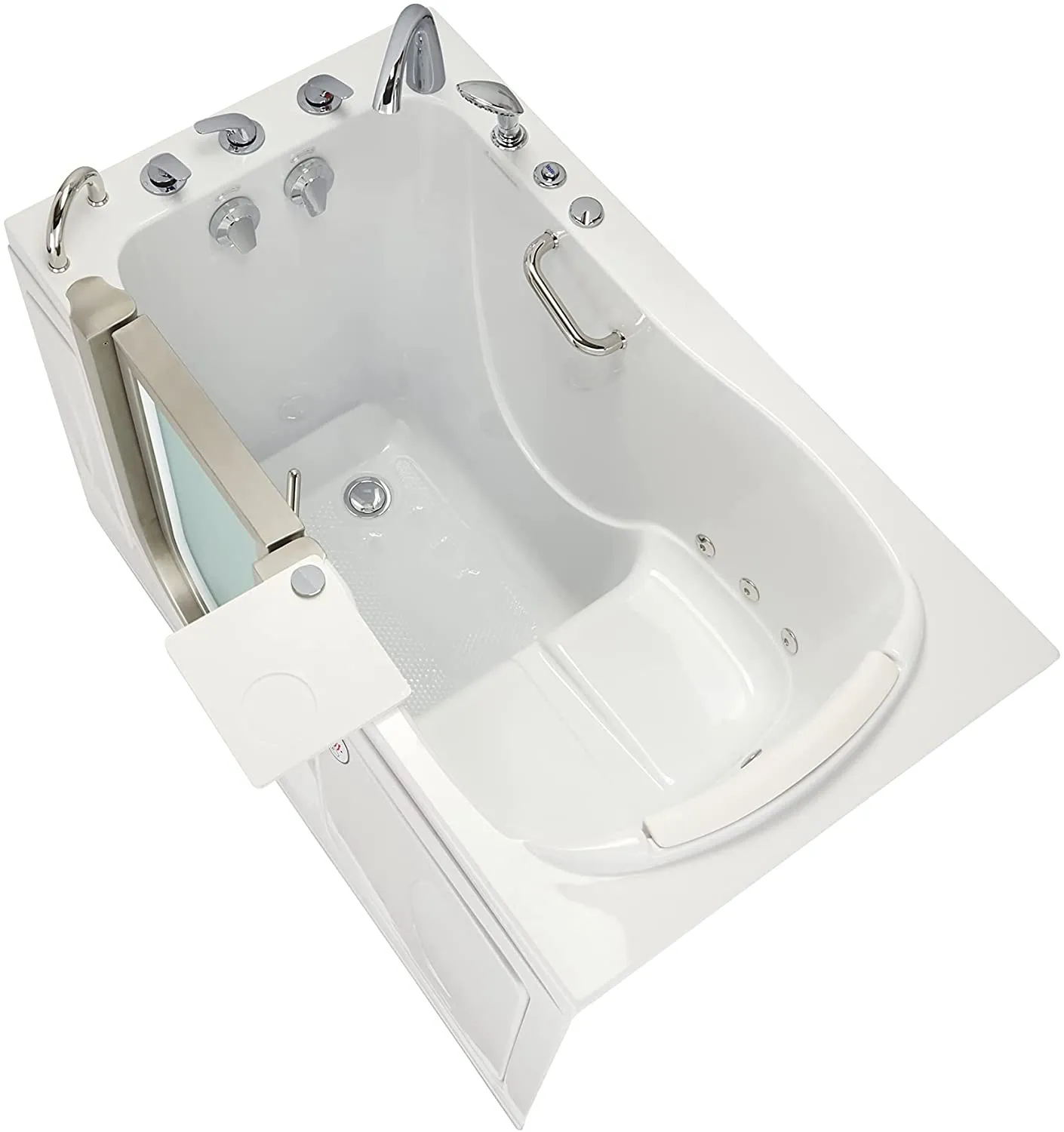Ella's Bubbles HH3117-HB Royal Hydro Massage Acrylic Walk-In Bathtub with Heated Seat, Left Inward Swing Door, Ella 5pc. Fast-Fill Faucet, Dual 2" Drains, 32"x 52", White