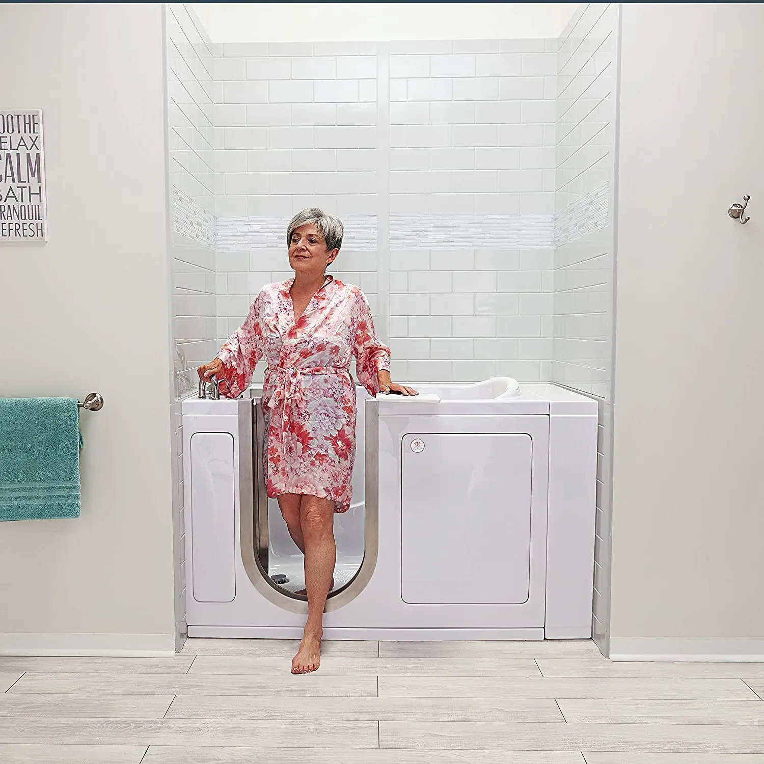 Ella's Bubbles HH3117-HB Royal Hydro Massage Acrylic Walk-In Bathtub with Heated Seat, Left Inward Swing Door, Ella 5pc. Fast-Fill Faucet, Dual 2" Drains, 32"x 52", White