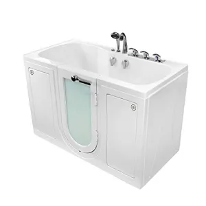 Ella's Bubbles O2SA3260AH-HB-R Tub4Two Air Massage Acrylic Walk-In Tub with Heated Seat, Right Outward Swing Door, Ella 5pc. Fast-Fill Faucet, Dual 2" Drains, 32" x 60" x 42", White