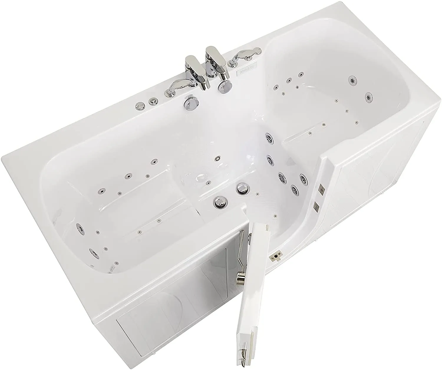 Ella's Bubbles O2SA3260DM-R Tub4Two Air and Hydro Massage, Microbubble Acrylic Walk-in Tub with Right Outward Swing Door, Thermostatic Faucet, Dual 2" Drains, 32" x 60" x 42", White