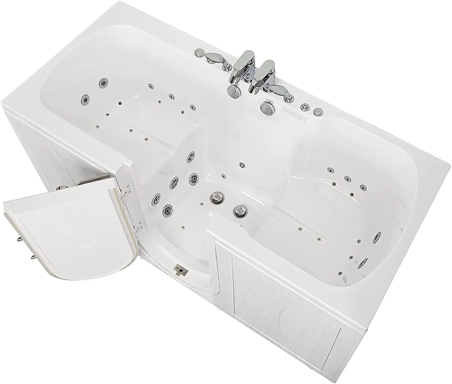 Ella's Bubbles O2SA3260DM-R Tub4Two Air and Hydro Massage, Microbubble Acrylic Walk-in Tub with Right Outward Swing Door, Thermostatic Faucet, Dual 2" Drains, 32" x 60" x 42", White