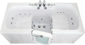 Ella's Bubbles O2SA3260DM-R Tub4Two Air and Hydro Massage, Microbubble Acrylic Walk-in Tub with Right Outward Swing Door, Thermostatic Faucet, Dual 2" Drains, 32" x 60" x 42", White