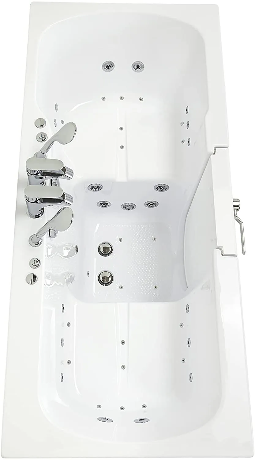 Ella's Bubbles O2SA3260DM-R Tub4Two Air and Hydro Massage, Microbubble Acrylic Walk-in Tub with Right Outward Swing Door, Thermostatic Faucet, Dual 2" Drains, 32" x 60" x 42", White