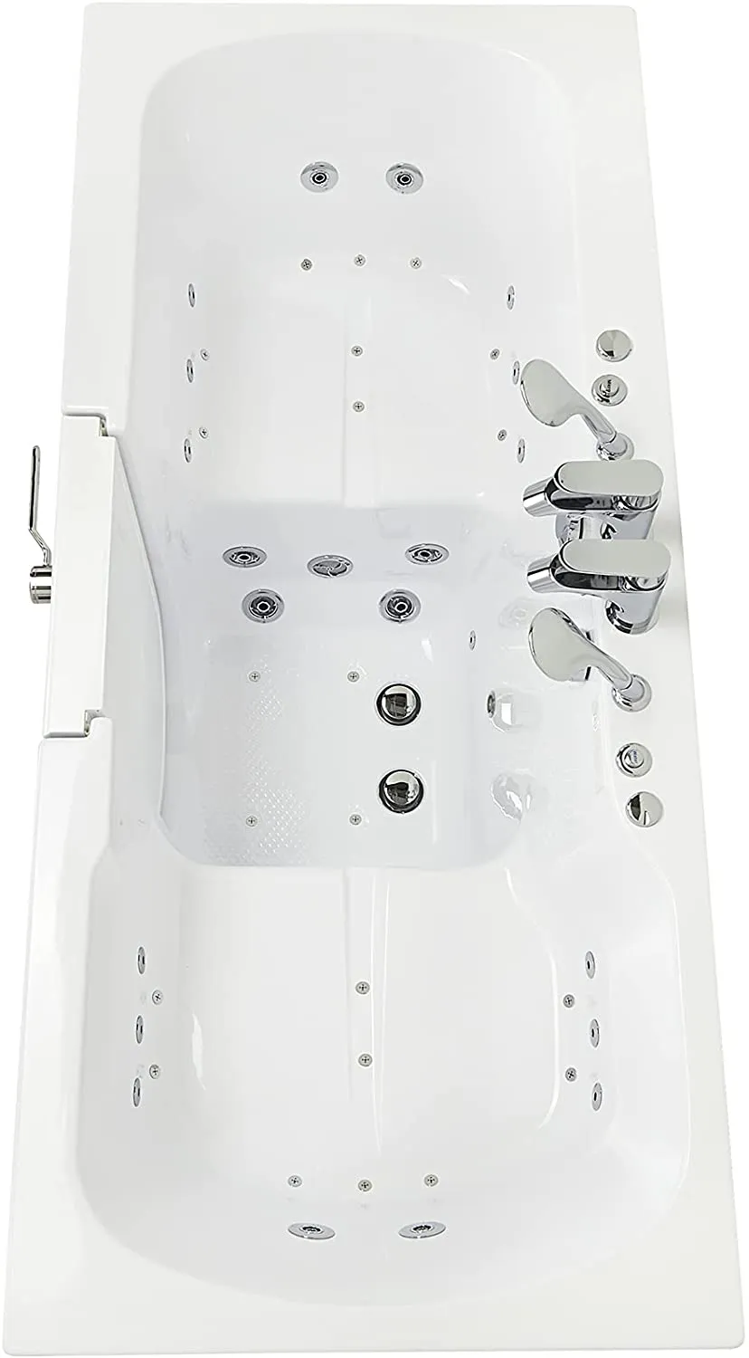 Ella's Bubbles O2SA3260DM-R Tub4Two Air and Hydro Massage, Microbubble Acrylic Walk-in Tub with Right Outward Swing Door, Thermostatic Faucet, Dual 2" Drains, 32" x 60" x 42", White