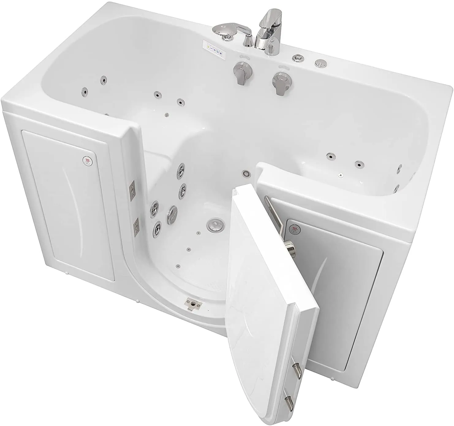 Ella's Bubbles O2SA3260H-R Ella Tub4Two 32"x 60" Hydro Massage Acrylic Walk-in Tub with Right Outward Swing Door, Thermostatic Faucet, Dual 2" Drains, 32" x 60" x 42", White