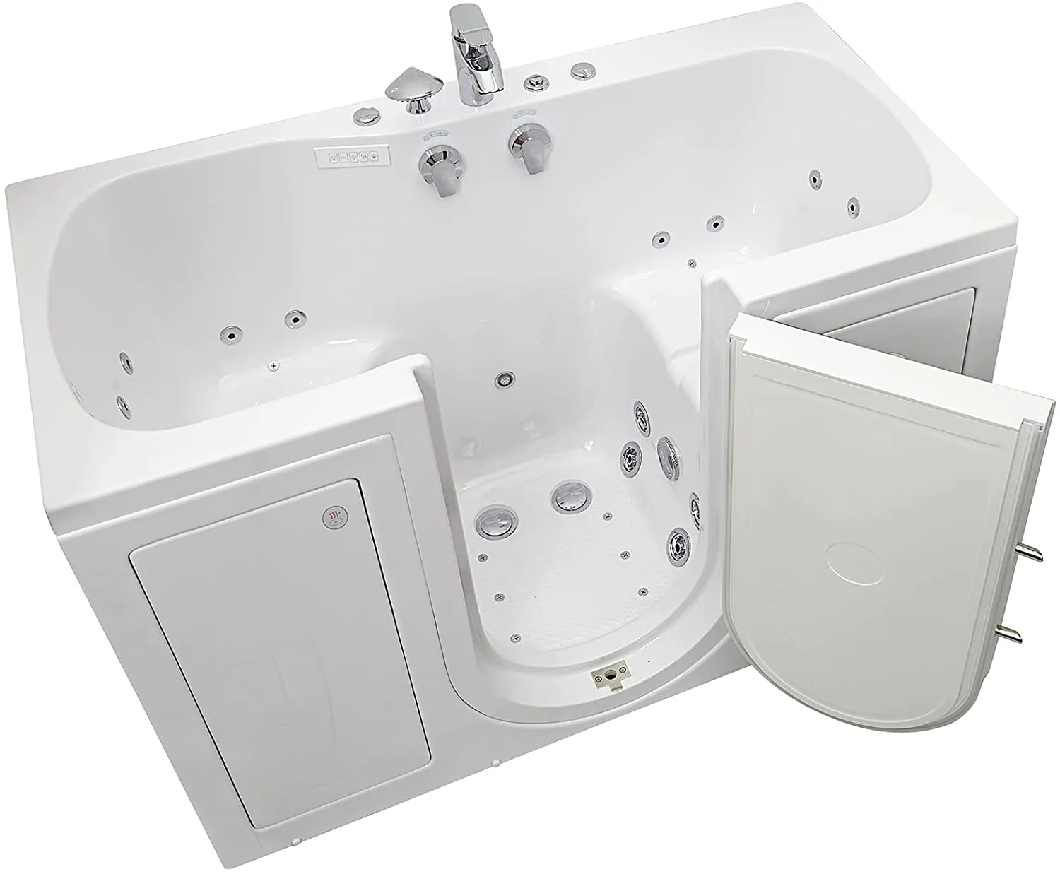 Ella's Bubbles O2SA3260H-R Ella Tub4Two 32"x 60" Hydro Massage Acrylic Walk-in Tub with Right Outward Swing Door, Thermostatic Faucet, Dual 2" Drains, 32" x 60" x 42", White