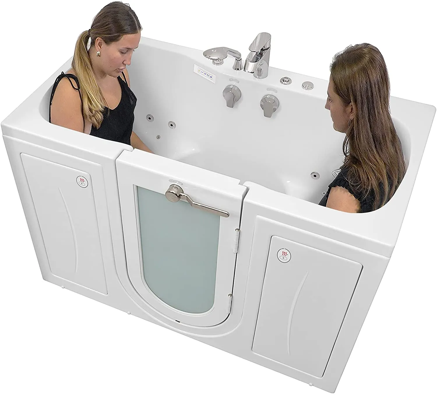 Ella's Bubbles O2SA3260H-R Ella Tub4Two 32"x 60" Hydro Massage Acrylic Walk-in Tub with Right Outward Swing Door, Thermostatic Faucet, Dual 2" Drains, 32" x 60" x 42", White