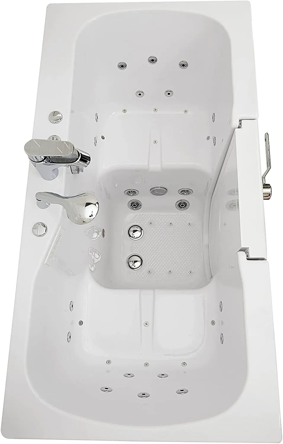 Ella's Bubbles O2SA3260H-R Ella Tub4Two 32"x 60" Hydro Massage Acrylic Walk-in Tub with Right Outward Swing Door, Thermostatic Faucet, Dual 2" Drains, 32" x 60" x 42", White