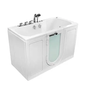 Ella's Bubbles O2SA3260HM-HB-L Tub4Two Hydro Massage and Microbubble Acrylic Walk-in Tub with Left Outward Swing Door, Ella 5pc. Fast-Fill Faucet, Dual 2" Drains, 32" x 60" x 42", White