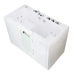 Ella's Bubbles O2SA3260HM-HB-R Tub4Two Hydro Massage and Microbubble Acrylic Walk-in Tub with Right Outward Swing Door, Ella 5pc. Fast-Fill Faucet, Dual 2" Drains, 32" x 60" x 42", White
