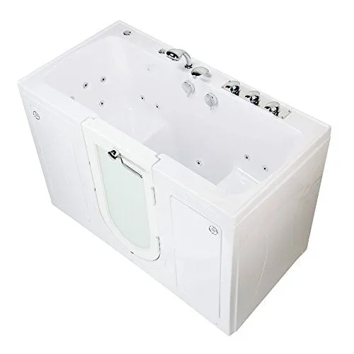 Ella's Bubbles O2SA3260HMH-HB-R Tub4Two Hydro Massage and Microbubble Acrylic Walk-in Tub with Heated Seat, Right Outward Swing Door, Ella 5pc. Fast-Fill Faucet, Dual 2" Drains, 32" x 60" x 42", White
