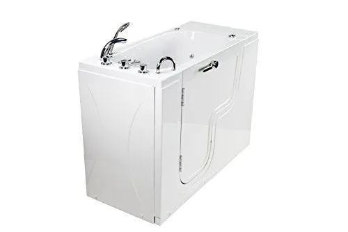 Ella's Bubbles OLA2652D-L-D Transfer26 26"x 52" Air and Hydro Massage Acrylic Walk-In Bathtub With Digital Control, Left Outward Swing Door, Thermostatic Faucet, Dual 2" Drains, White