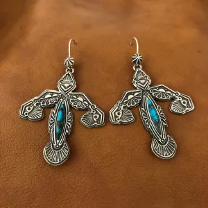 ERV3 Raven Soaring with Turquoise Earrings