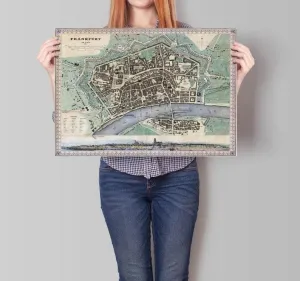 Frankfurt City Map Wall Print| Framed Map Wall Decor