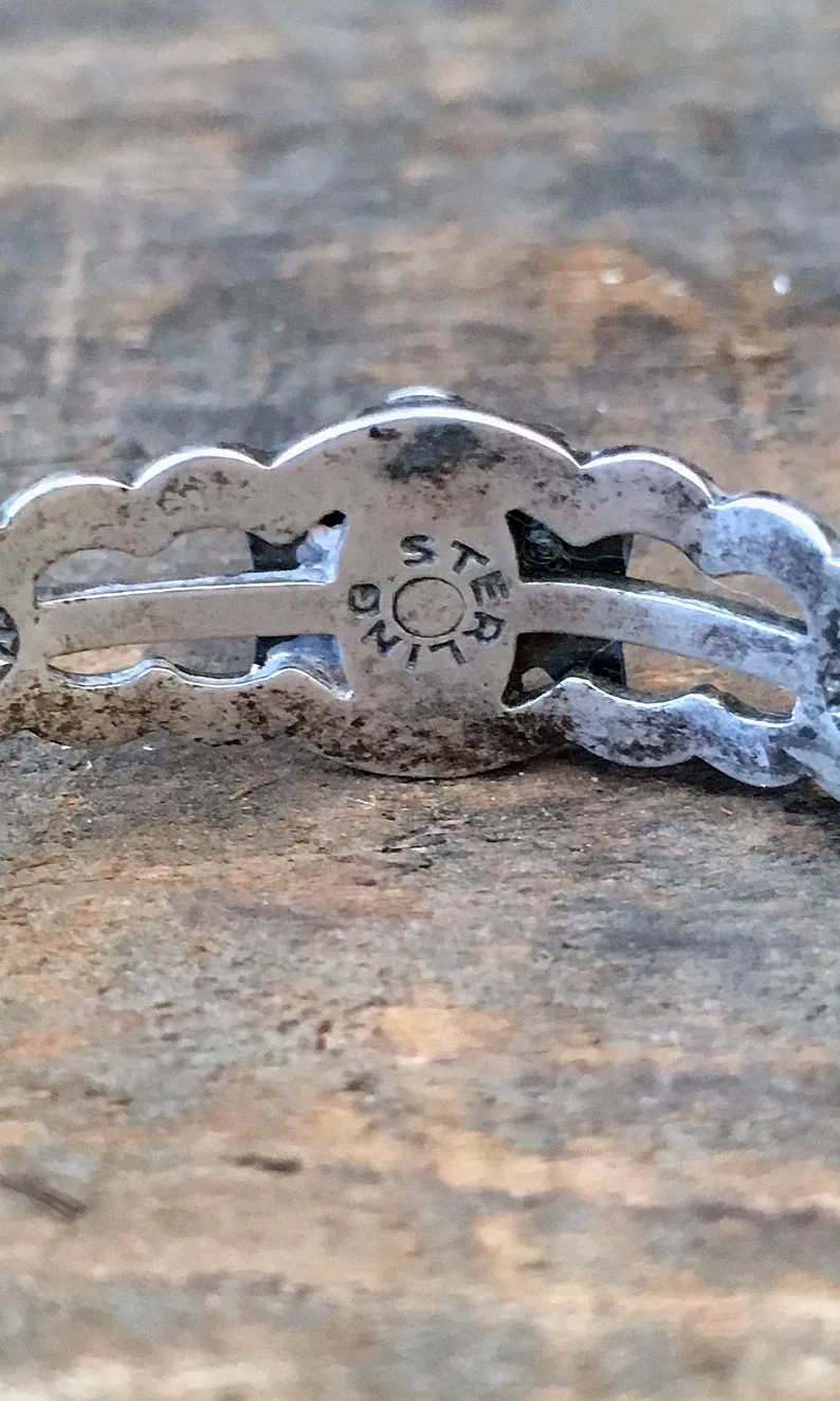 FRED HARVEY ERA 1940s Navajo Style Silver & Turquoise Thunderbird Cuff