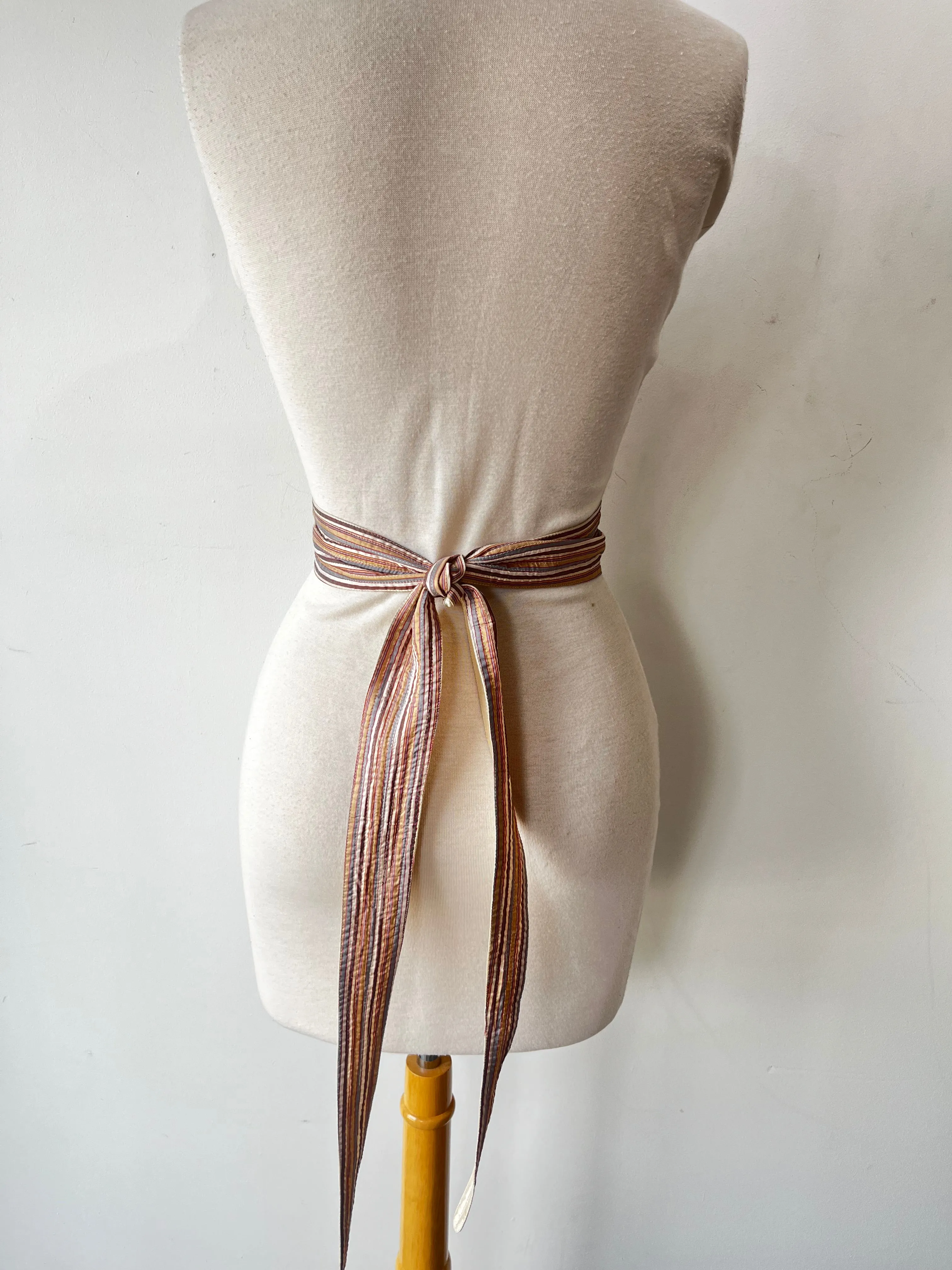 French Gear Striped Silk Obi Belt