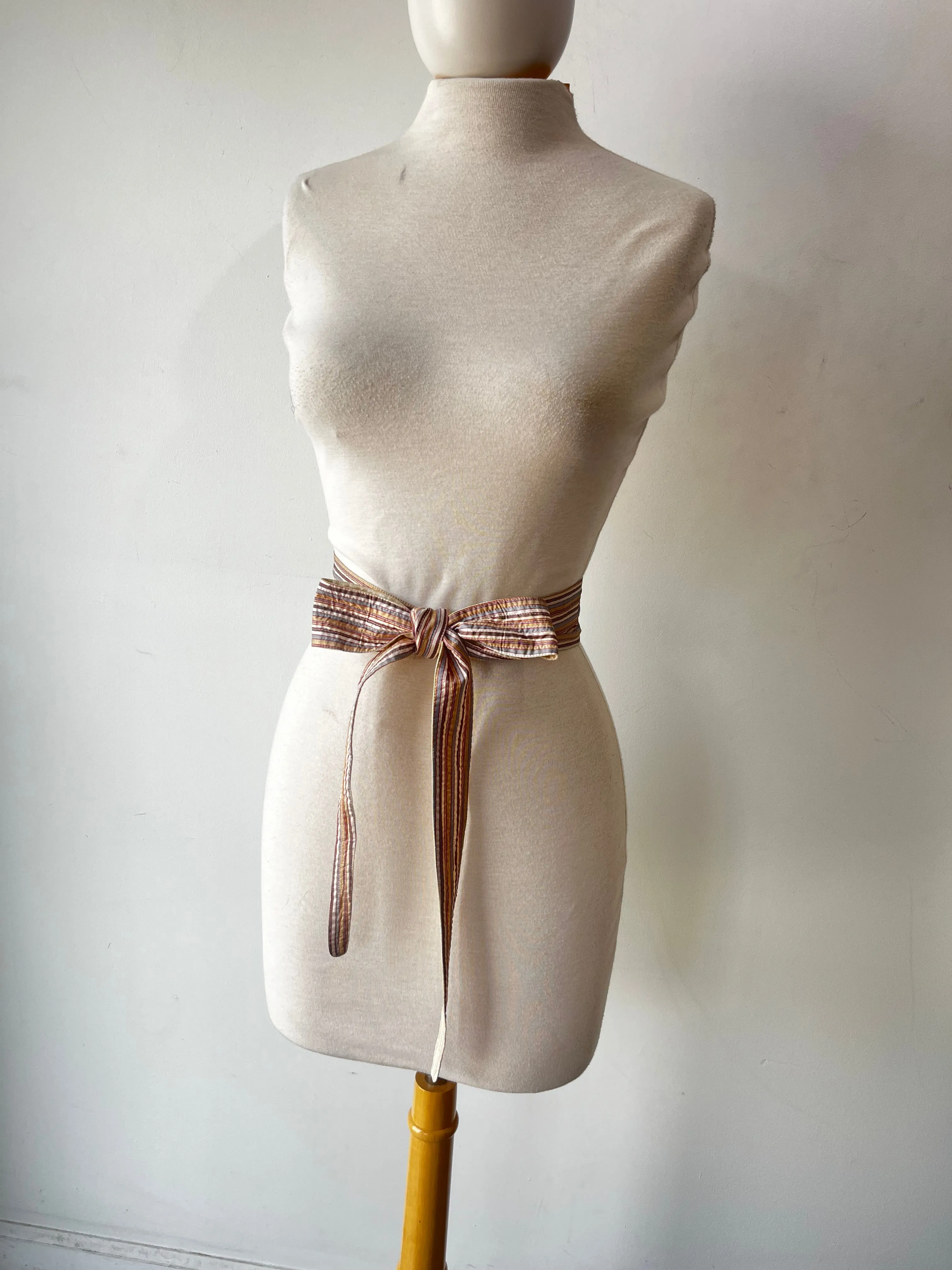 French Gear Striped Silk Obi Belt