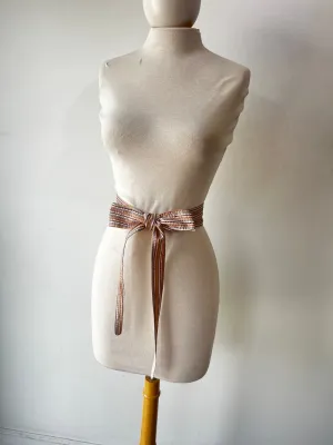 French Gear Striped Silk Obi Belt