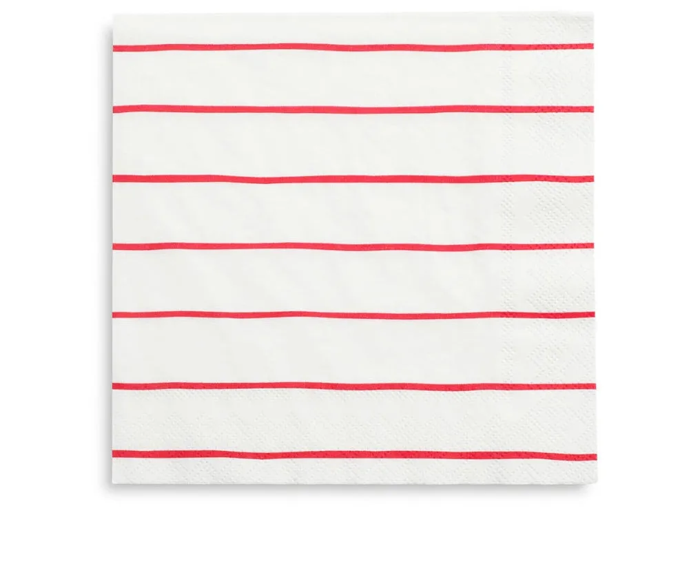 Frenchie Striped Large Napkins : Candy Apple Red