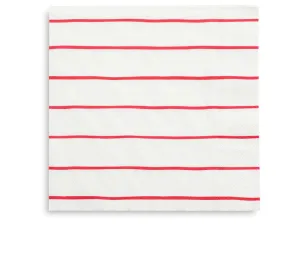 Frenchie Striped Large Napkins : Candy Apple Red