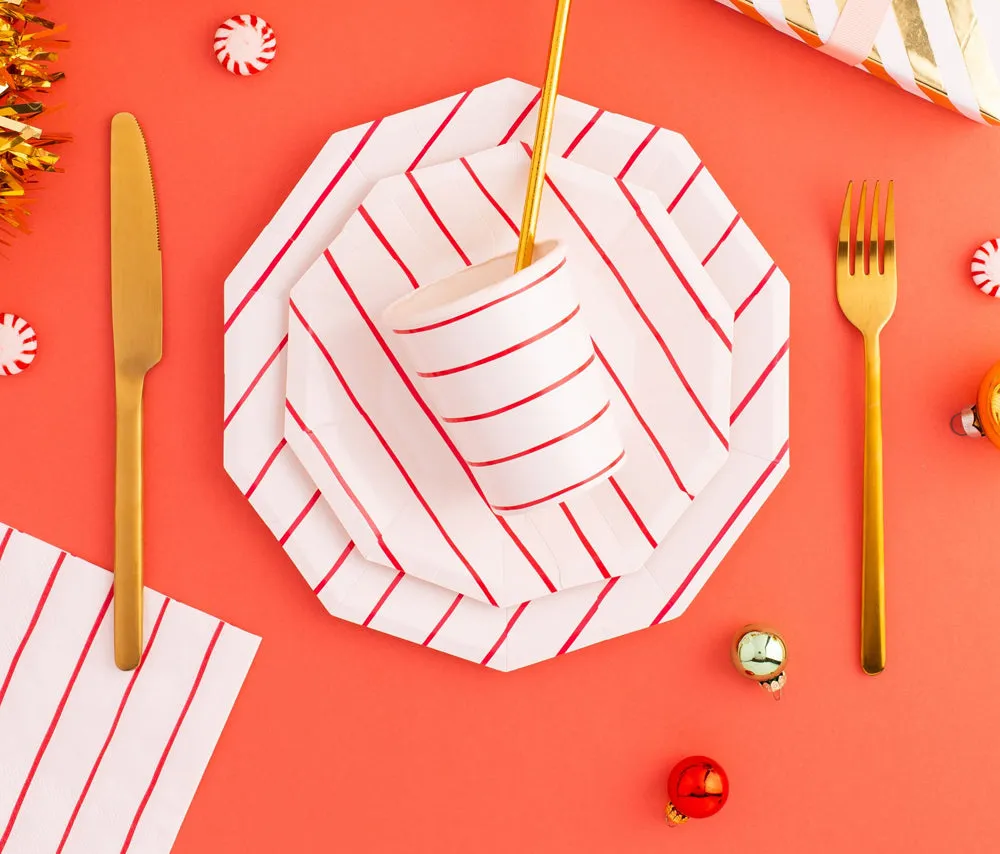 Frenchie Striped Large Napkins : Candy Apple Red