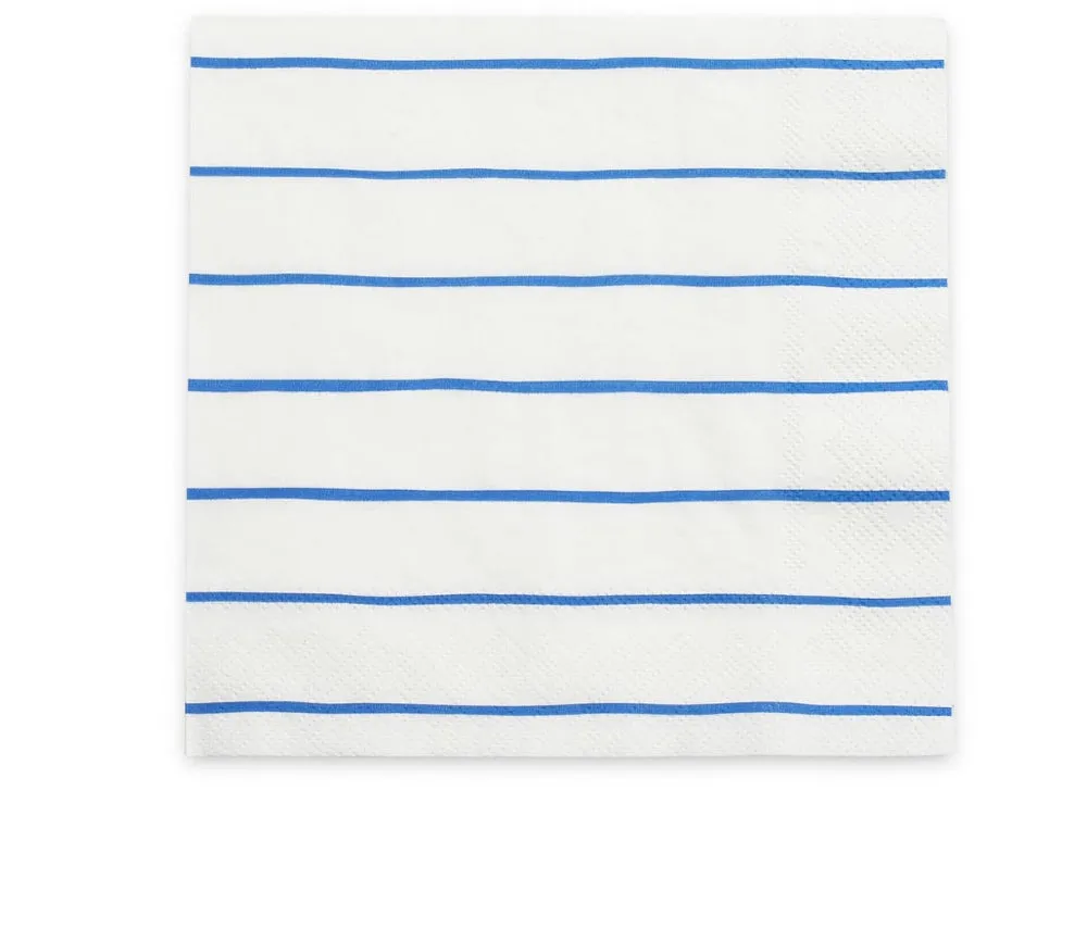 Frenchie Striped Large Napkins : Cobalt