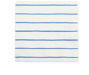 Frenchie Striped Large Napkins : Cobalt
