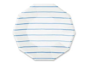 Frenchie Striped Large Plates : Cobalt