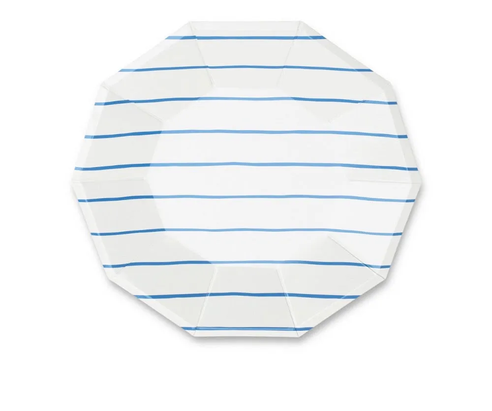 Frenchie Striped Large Plates : Cobalt