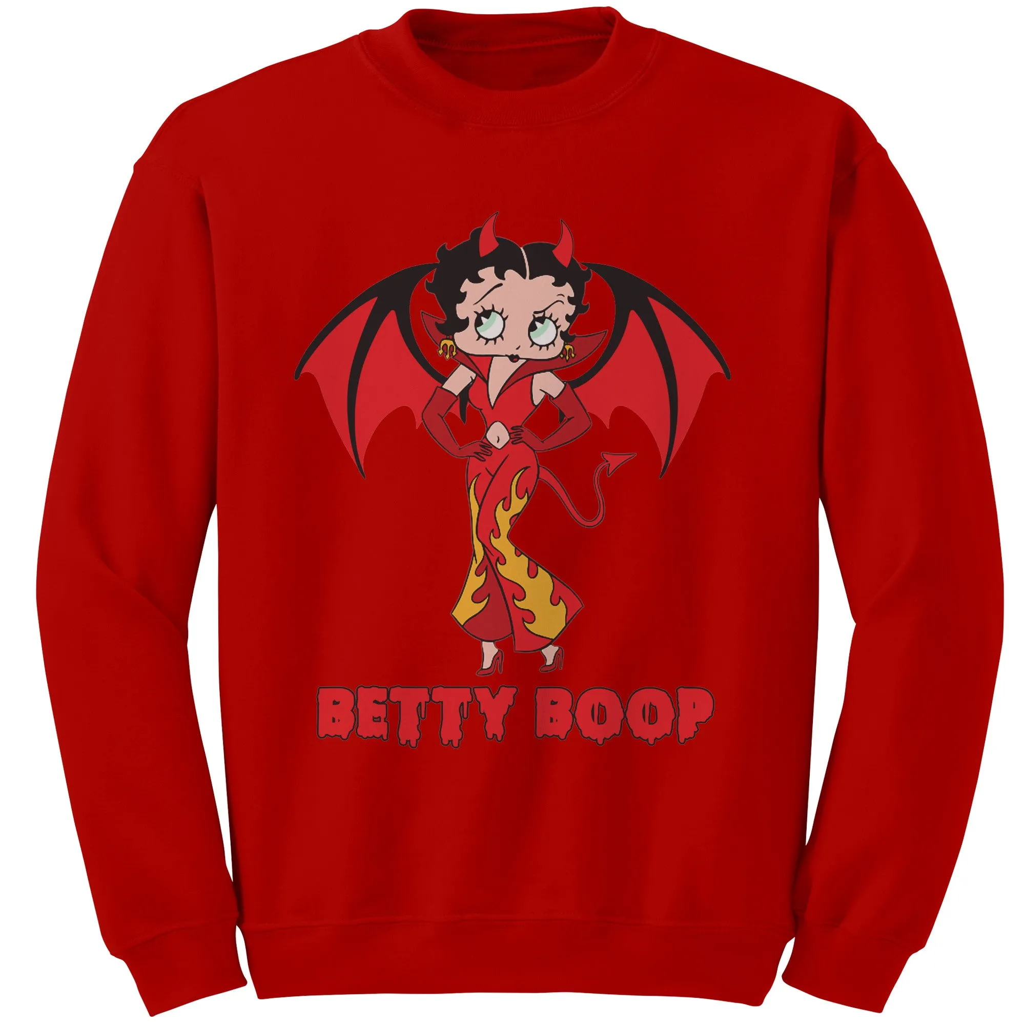 Funny Halloween Sweatshirt, Cute Betty Boop Womens Sweatshirt, Spooky Season Sweatshirt, Halloween Gift For Her Cute Devil Halloween Costume