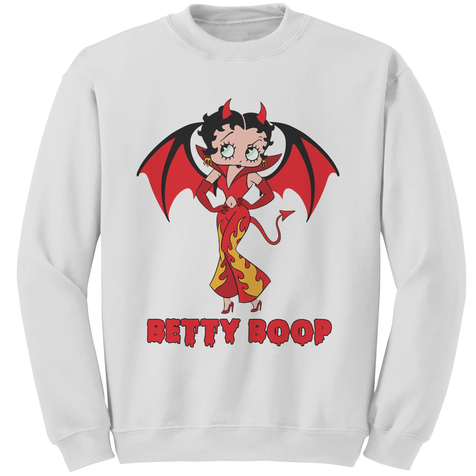 Funny Halloween Sweatshirt, Cute Betty Boop Womens Sweatshirt, Spooky Season Sweatshirt, Halloween Gift For Her Cute Devil Halloween Costume