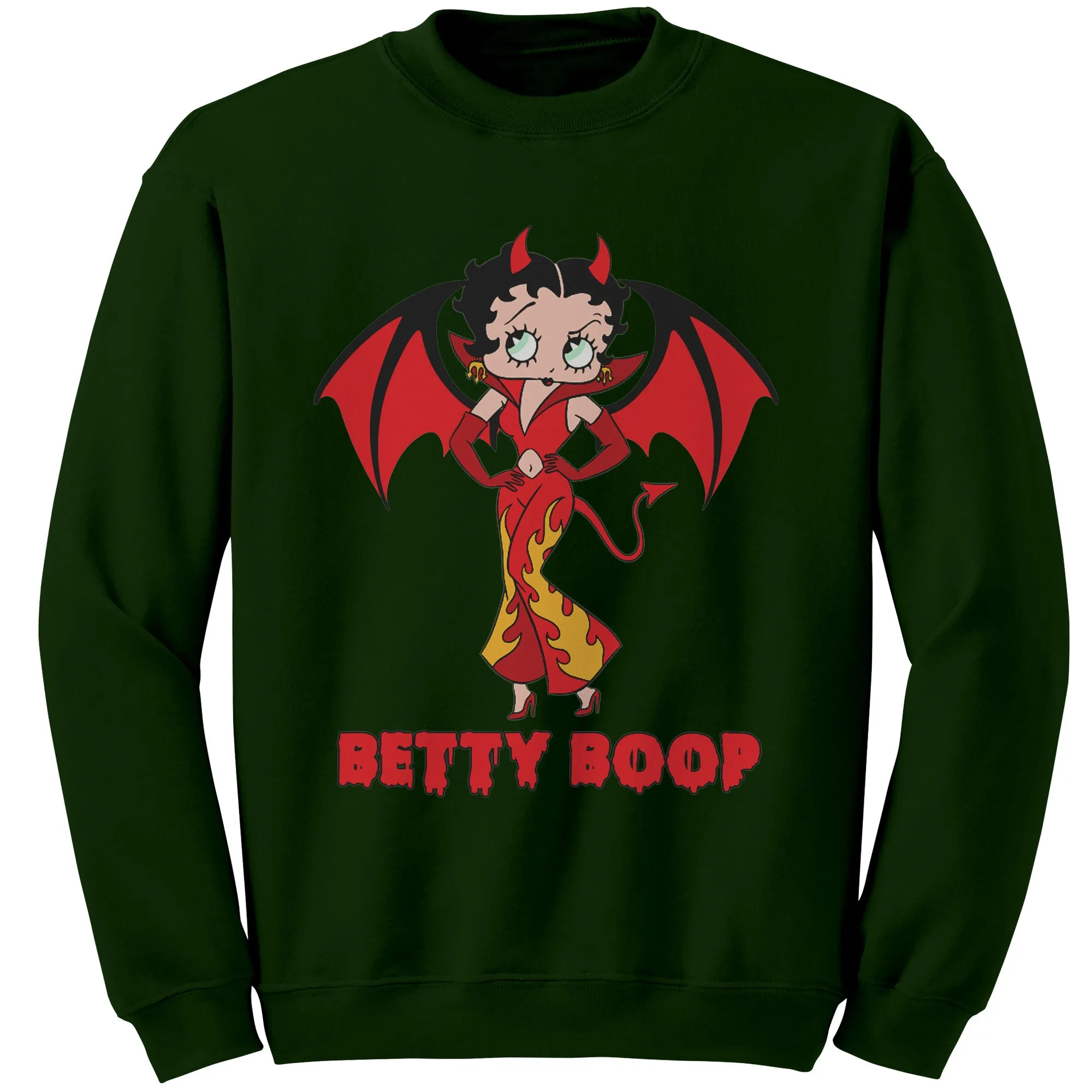 Funny Halloween Sweatshirt, Cute Betty Boop Womens Sweatshirt, Spooky Season Sweatshirt, Halloween Gift For Her Cute Devil Halloween Costume