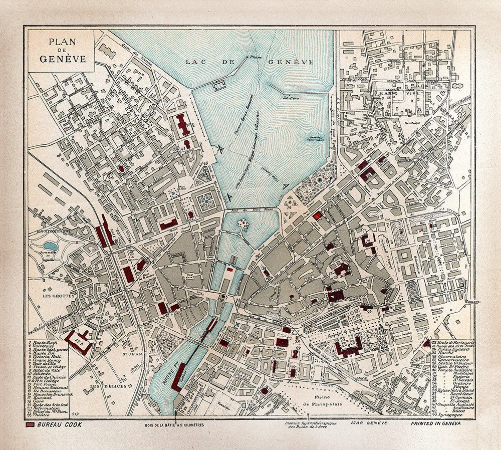 Geneva, Switzerland map (Plan de Geneve)