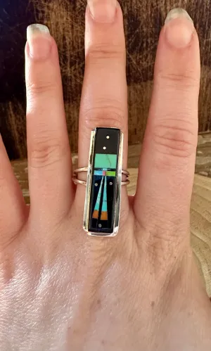 GILBERT SMITH Pueblo Night Sky Ring Micro Inlay • Size 8