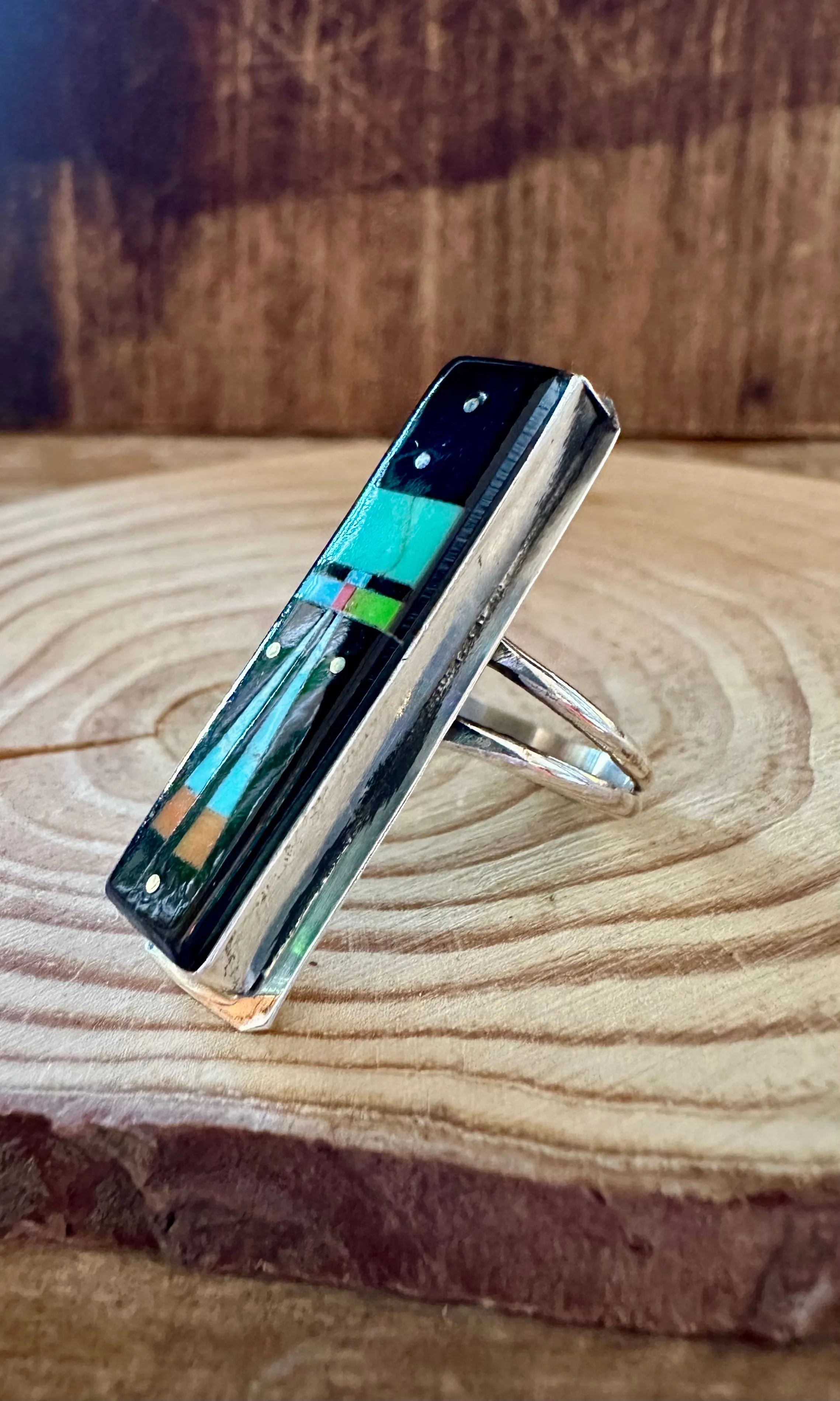 GILBERT SMITH Pueblo Night Sky Ring Micro Inlay • Size 8