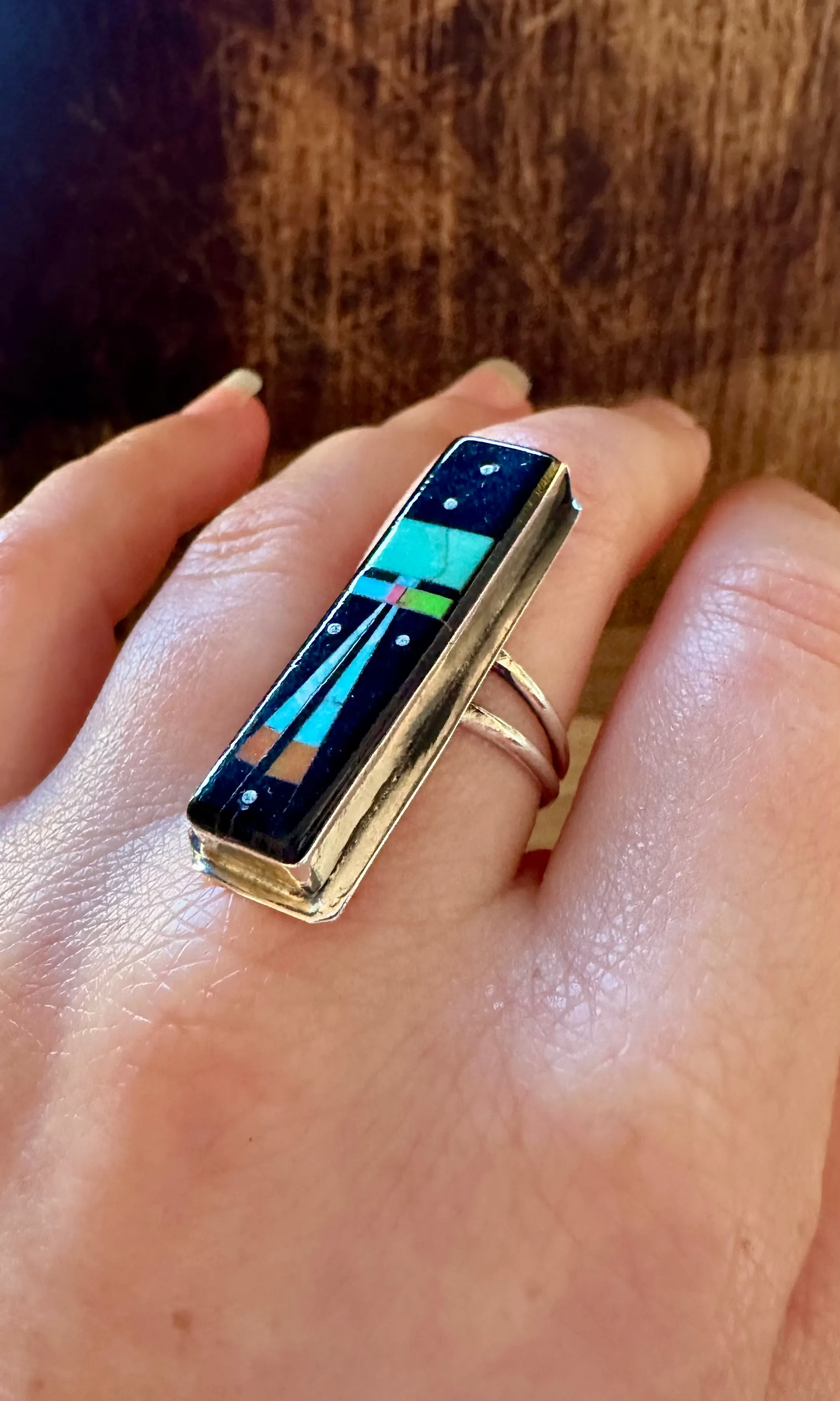 GILBERT SMITH Pueblo Night Sky Ring Micro Inlay • Size 8