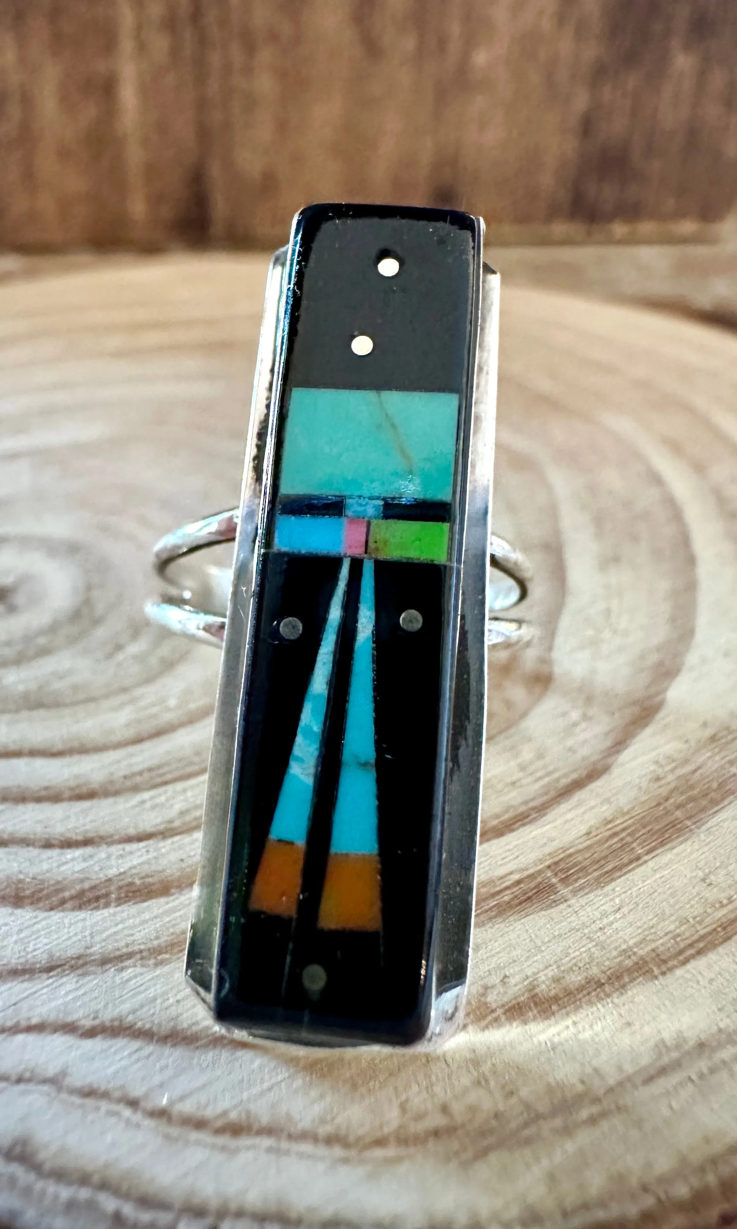 GILBERT SMITH Pueblo Night Sky Ring Micro Inlay • Size 8