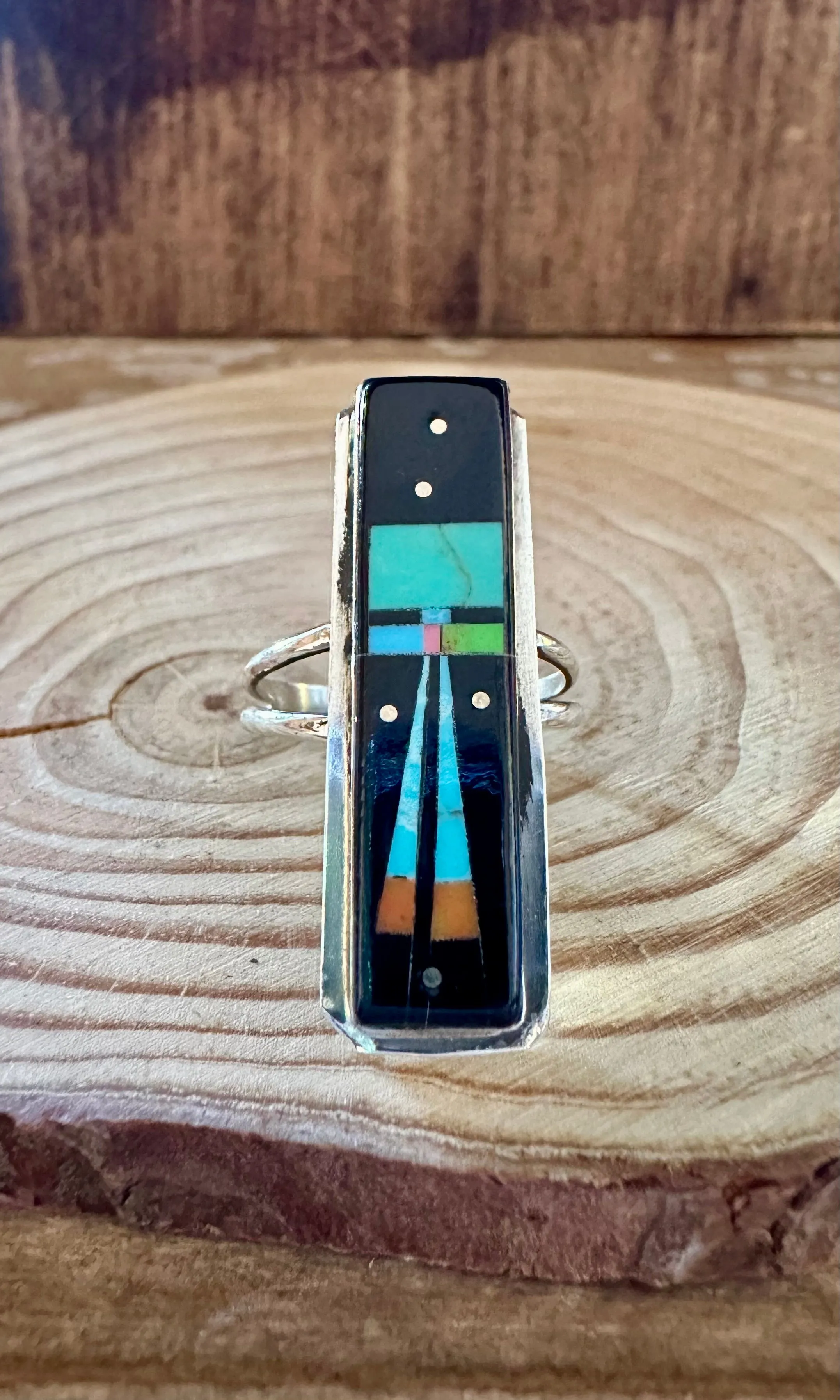 GILBERT SMITH Pueblo Night Sky Ring Micro Inlay • Size 8