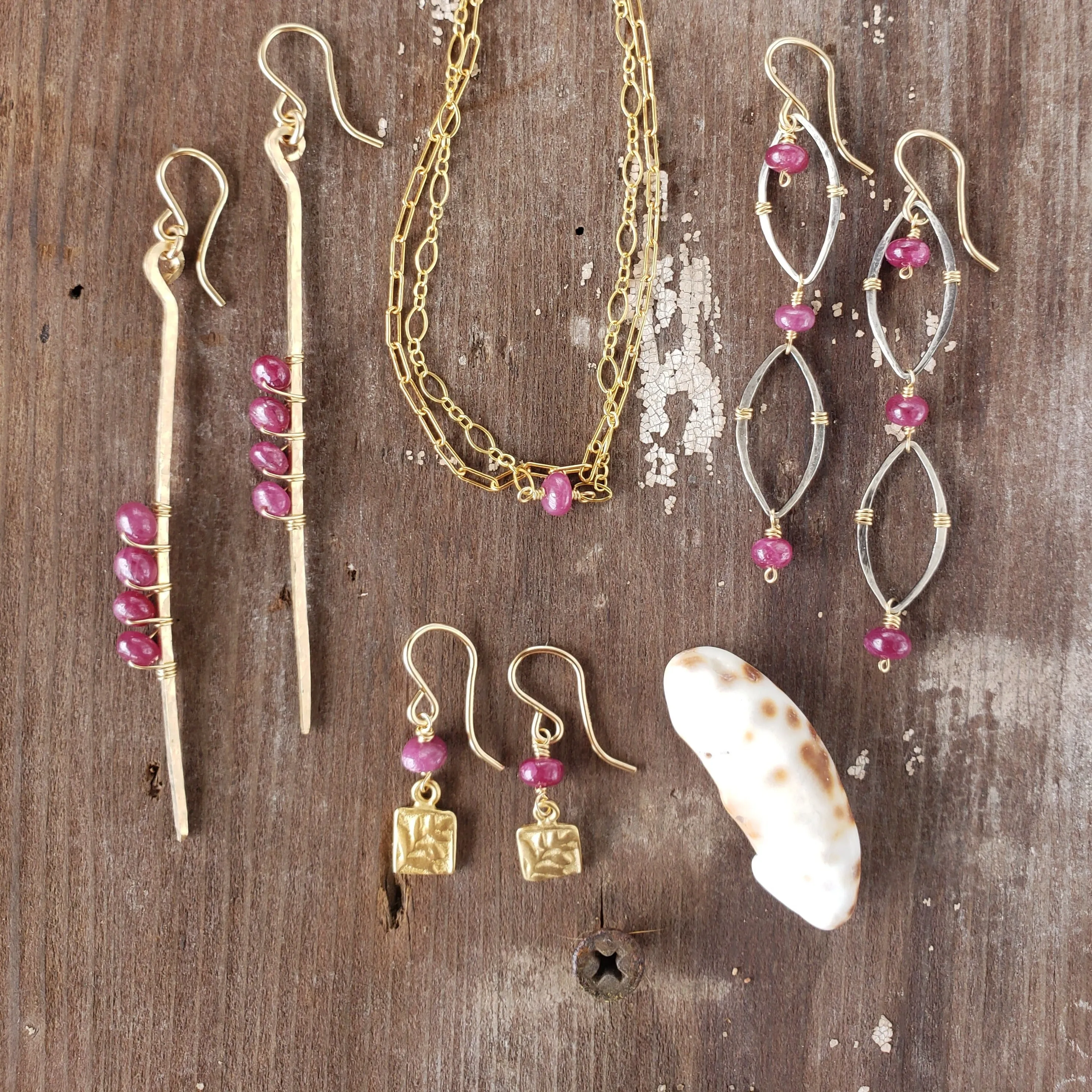 Ginger Ruby Gold Earrings