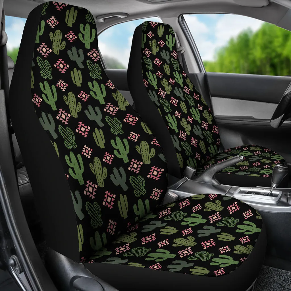 Green, Pink, Cactus Car Seat Covers Set Desert Southwestern