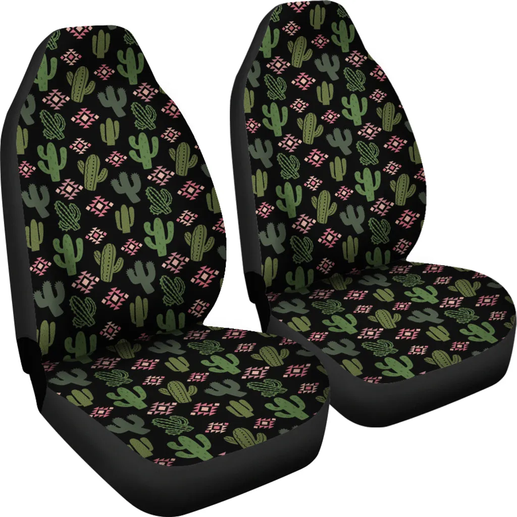 Green, Pink, Cactus Car Seat Covers Set Desert Southwestern