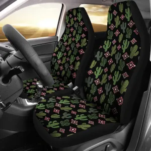 Green, Pink, Cactus Car Seat Covers Set Desert Southwestern